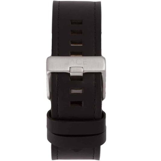 Men’s Leather Band - Black Band, Silver Buckle 24MM