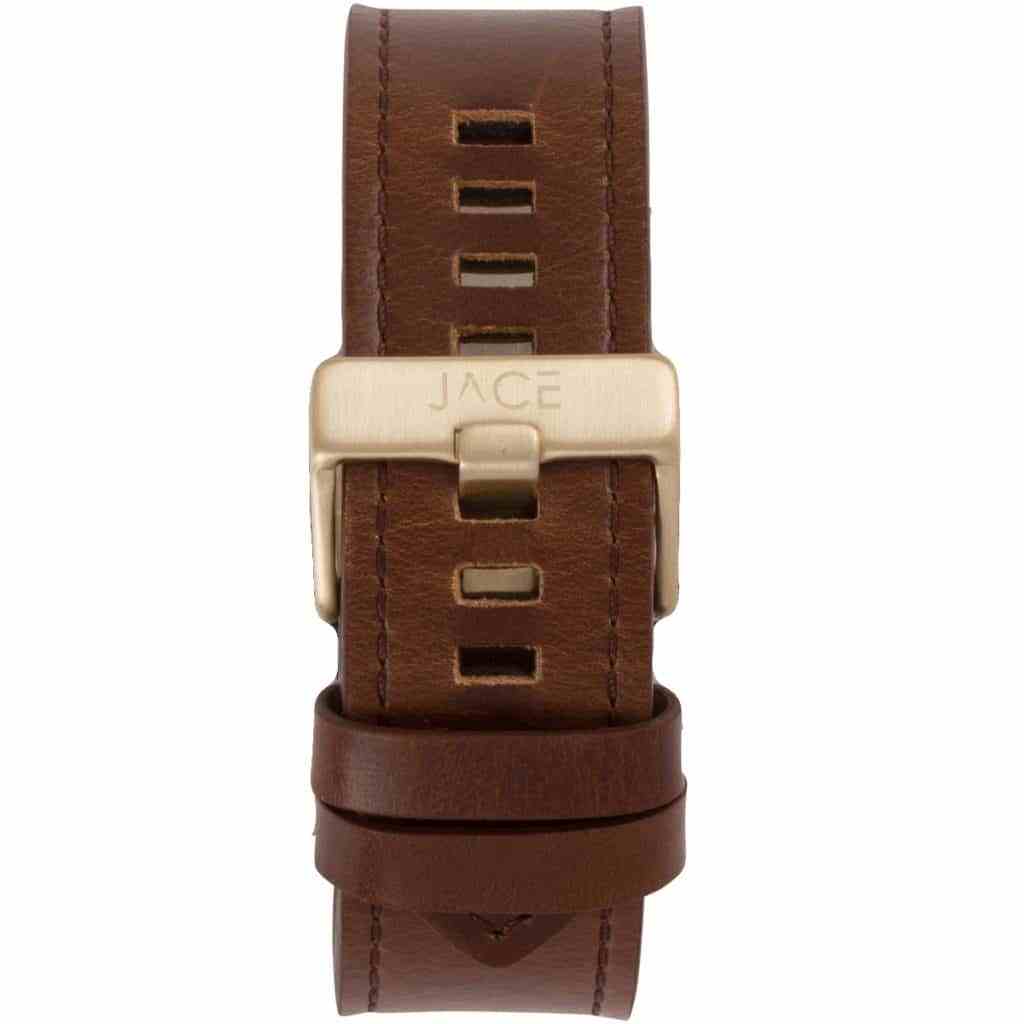 Men’s Leather Band - Brown Band, Gold Buckle 24MM