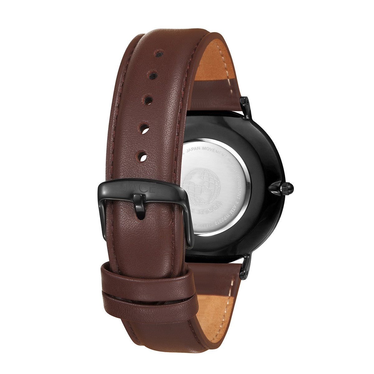 JACE - "COPENHAGEN" MEN`S LEATHER BAND WATCH