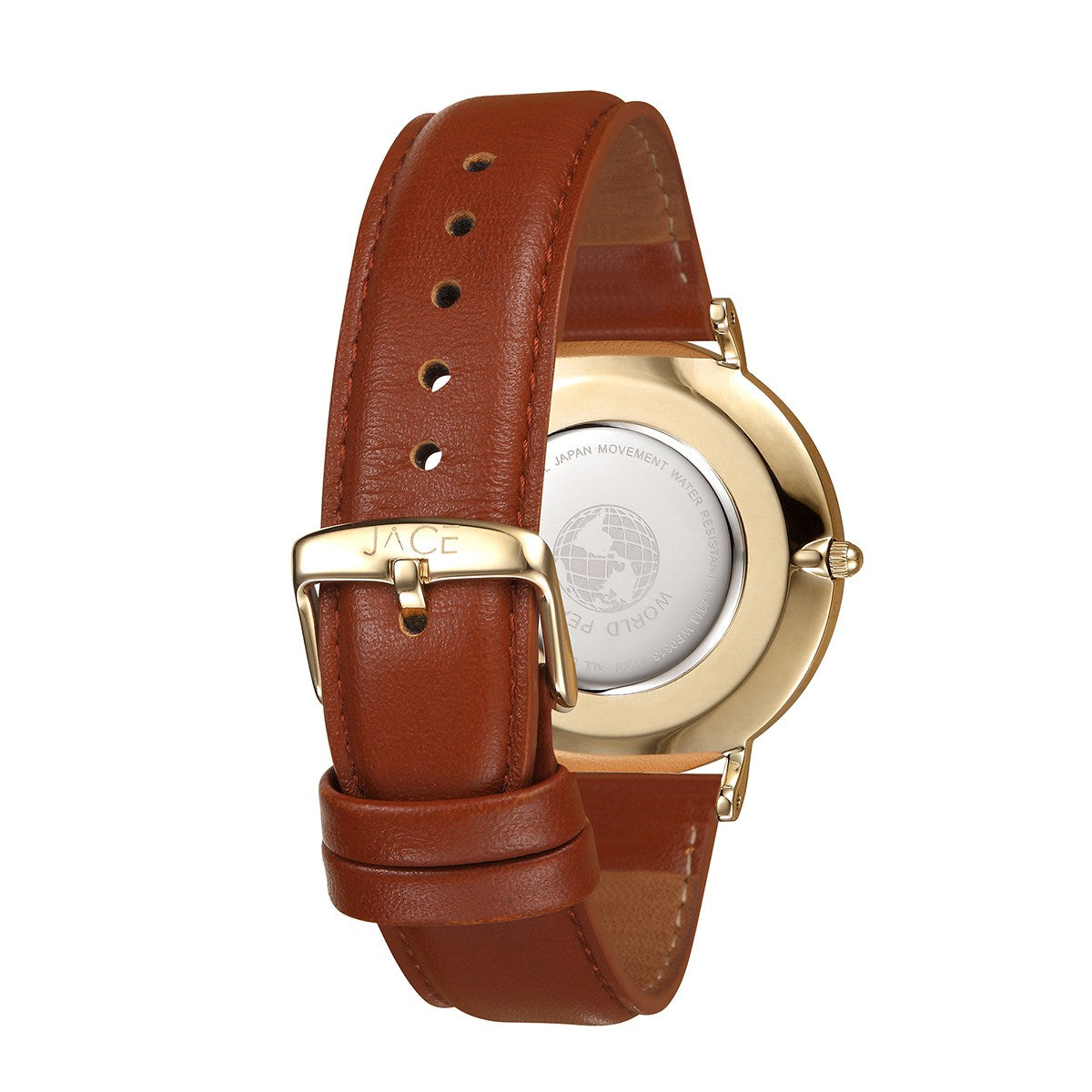 JACE - "HAVANA" MEN`S LEATHER BAND WATCH