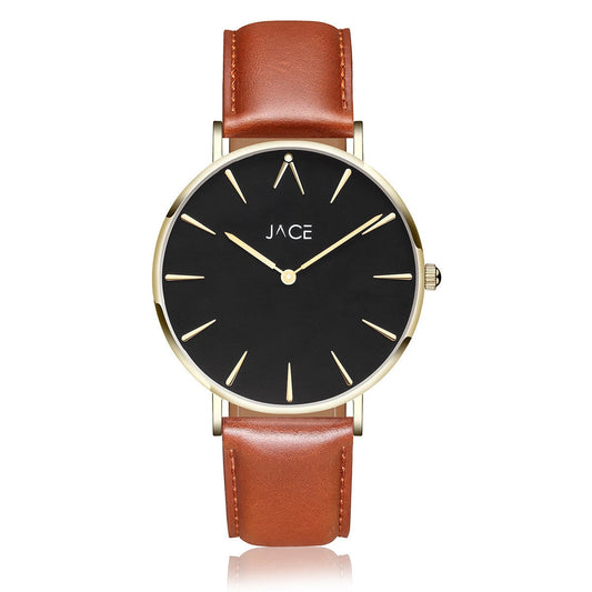 JACE - "HAVANA" MEN`S LEATHER BAND WATCH