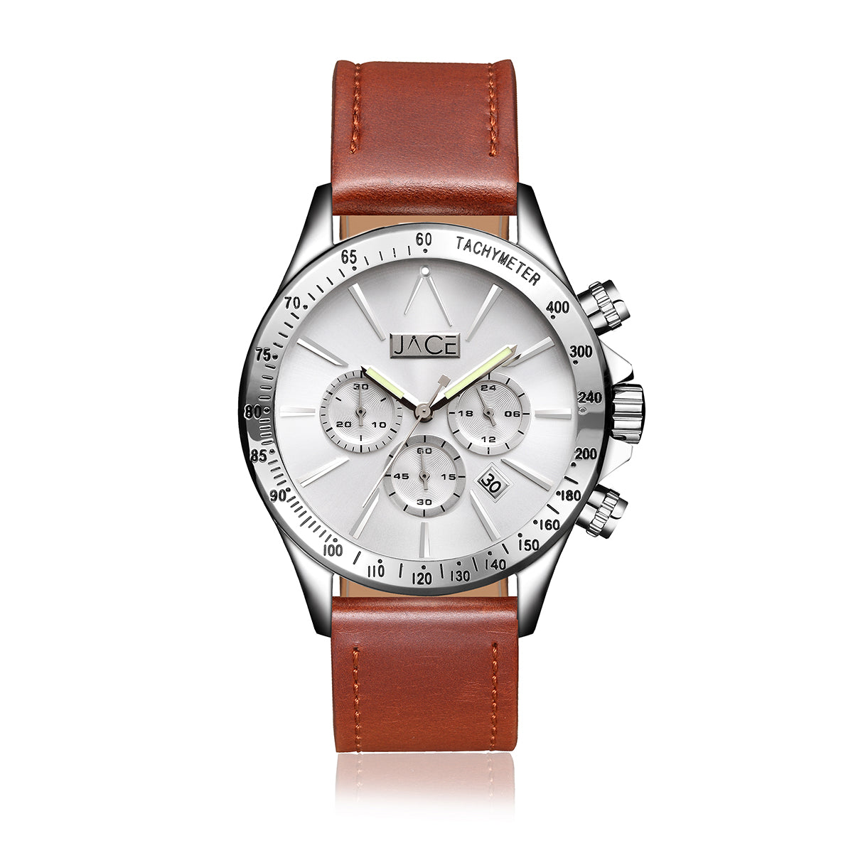 JACE - "KATHMANDU" MEN`S LEATHER BAND CHRONOGRAPH WATCH