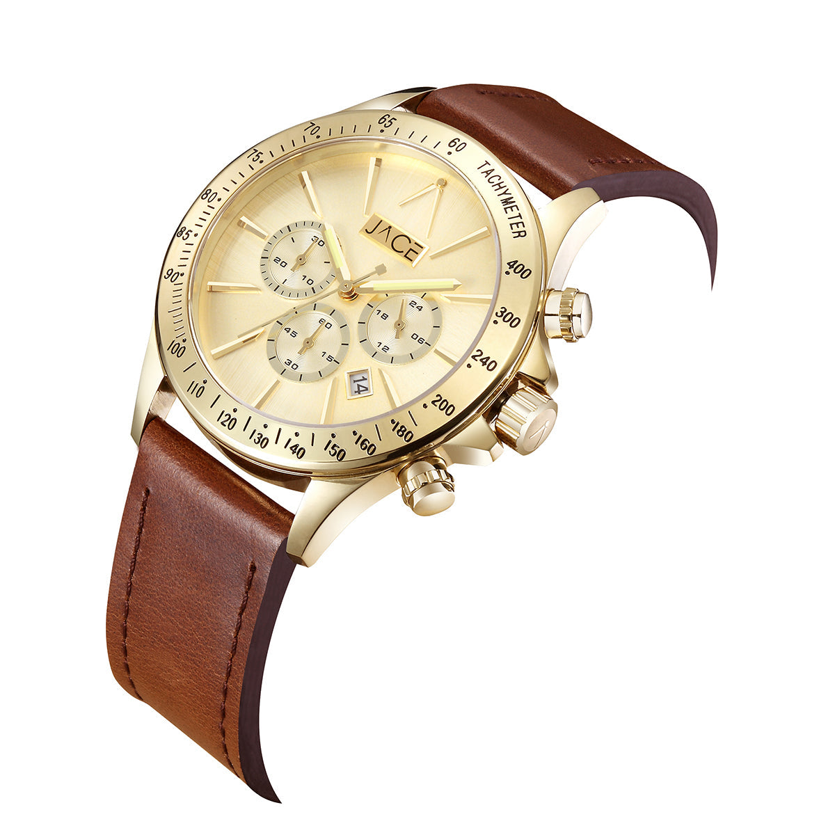 JACE - "ZAGREB" MEN`S LEATHER BAND CHRONOGRAPH WATCH