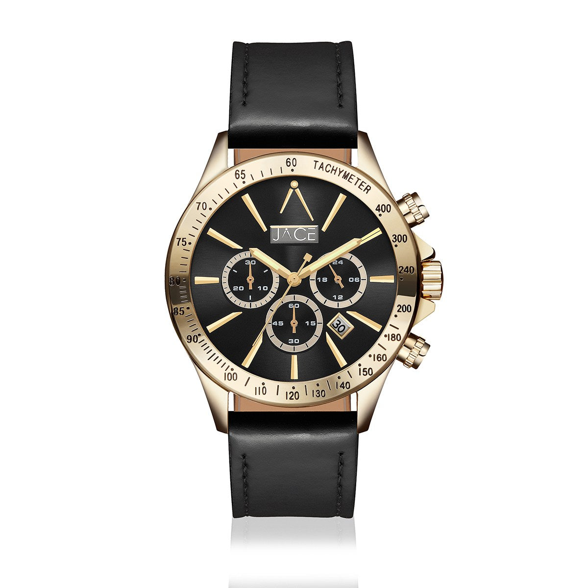 JACE - "SANTA CRUZ" MEN`S LEATHER BAND CHRONOGRAPH WATCH