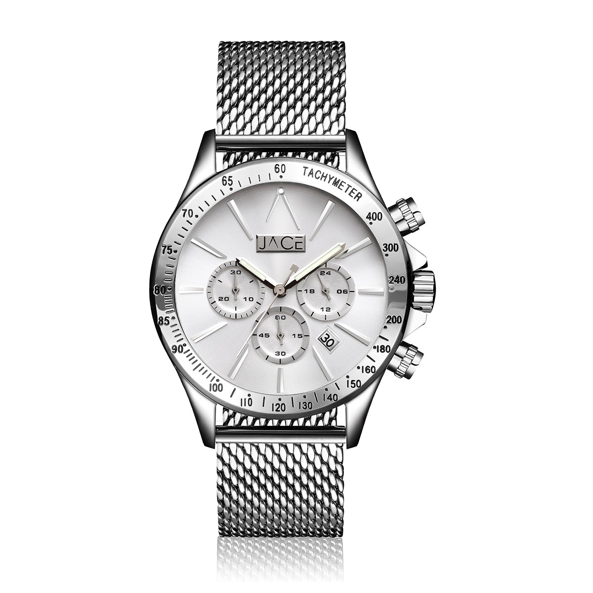 JACE - "LYON" MEN`S MESH BAND CHRONOGRAPH WATCH