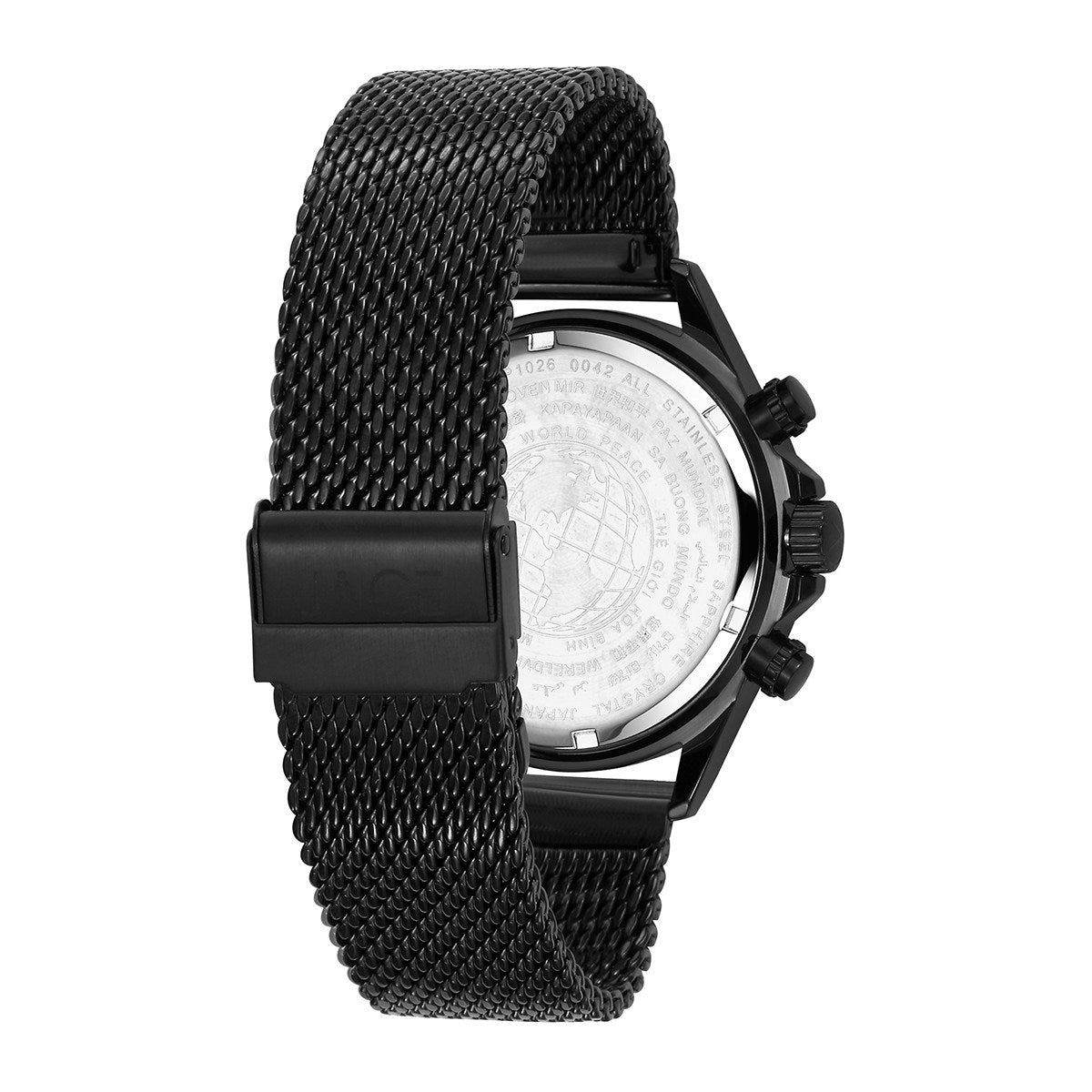 JACE - "ROSEAU" MEN`S MESH BAND CHRONOGRAPH WATCH