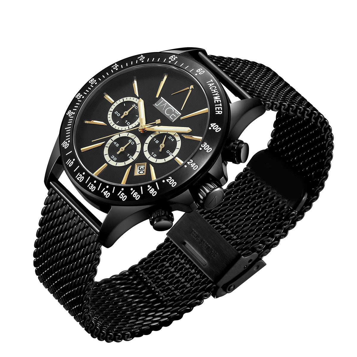 JACE - "ROSEAU" MEN`S MESH BAND CHRONOGRAPH WATCH