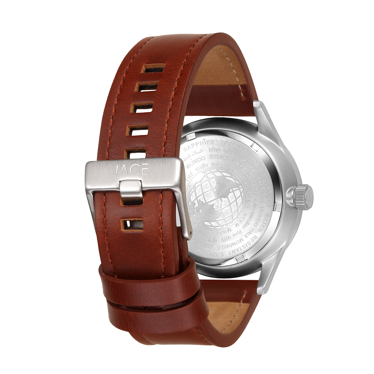 JACE - "MANTA" MEN`S LEATHER BAND WATCH