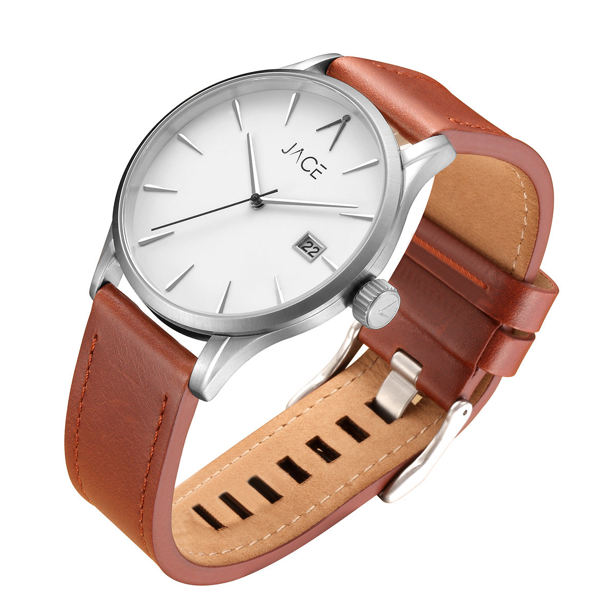 JACE - "MANTA" MEN`S LEATHER BAND WATCH