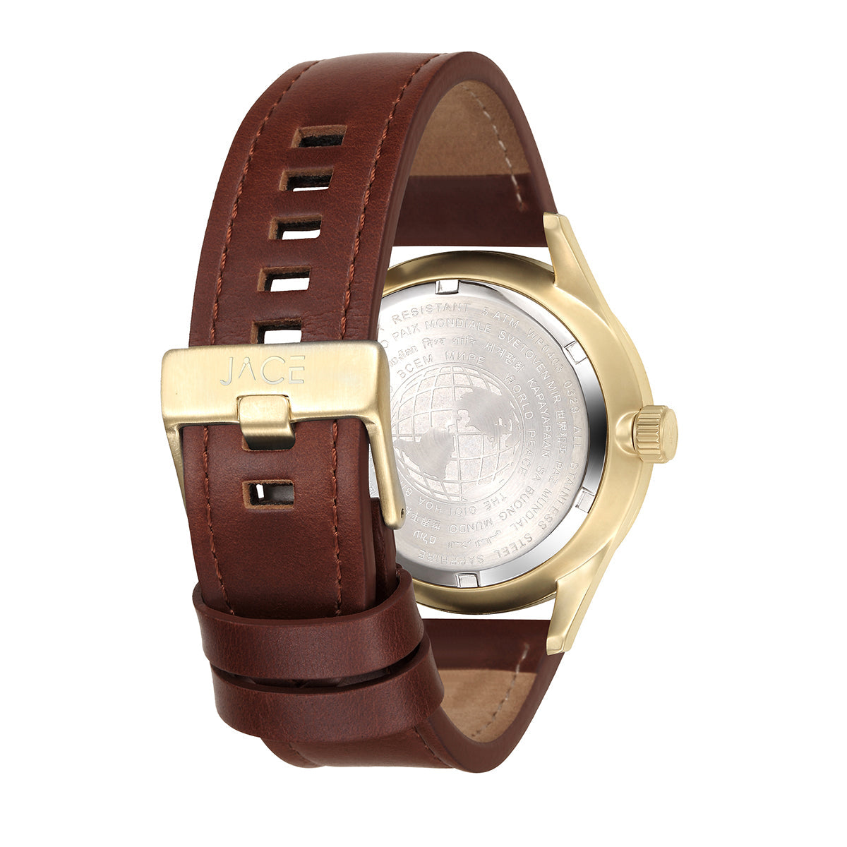 JACE - "ACCRA" MEN`S LEATHER BAND WATCH