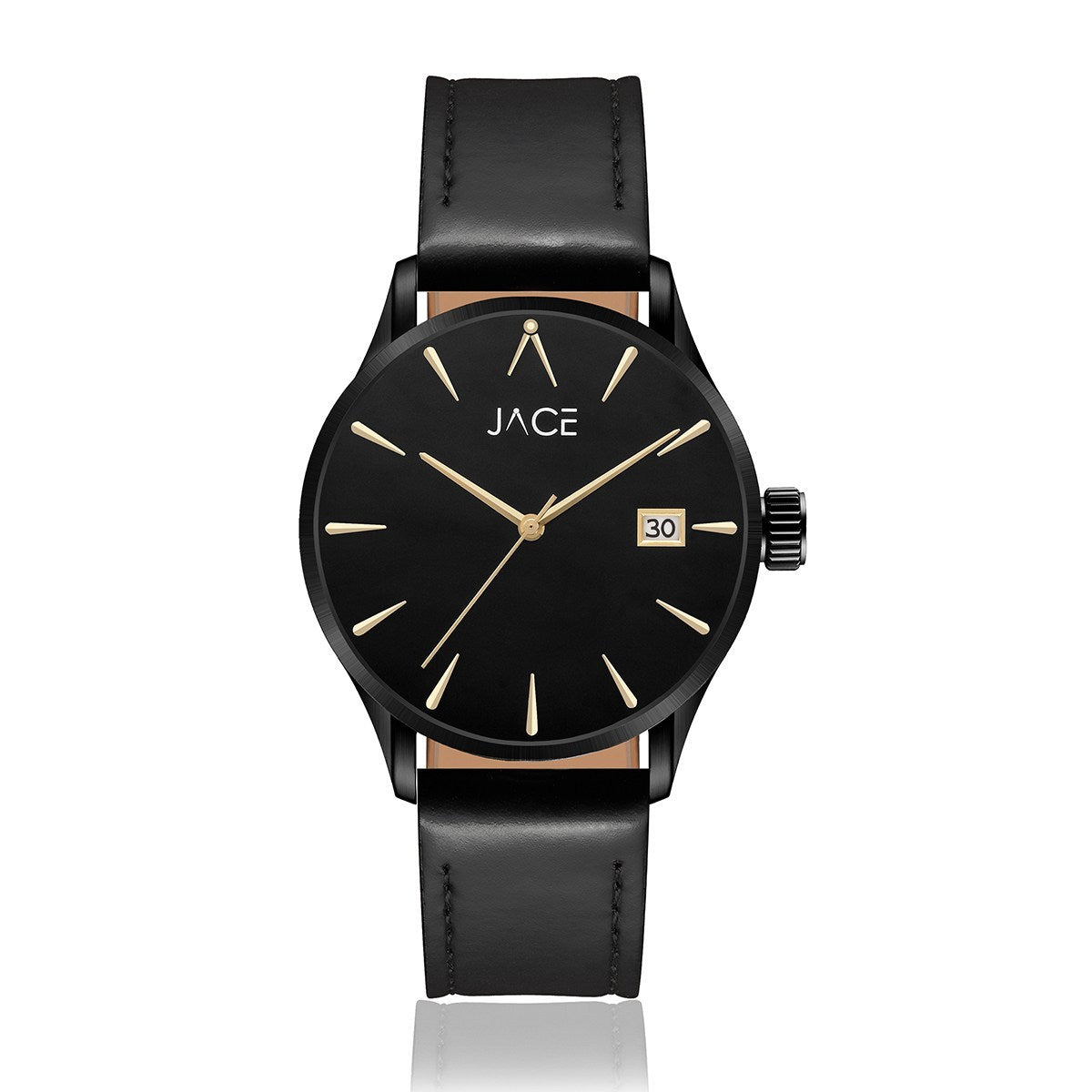 JACE - "VADUZ" MEN`S LEATHER BAND WATCH