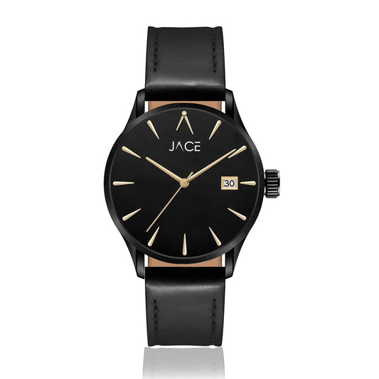 JACE - "VADUZ" MEN`S LEATHER BAND WATCH