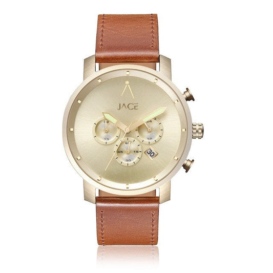 JACE - "MELBOURNE" MEN`S LEATHER BAND CHRONOGRAPH WATCH