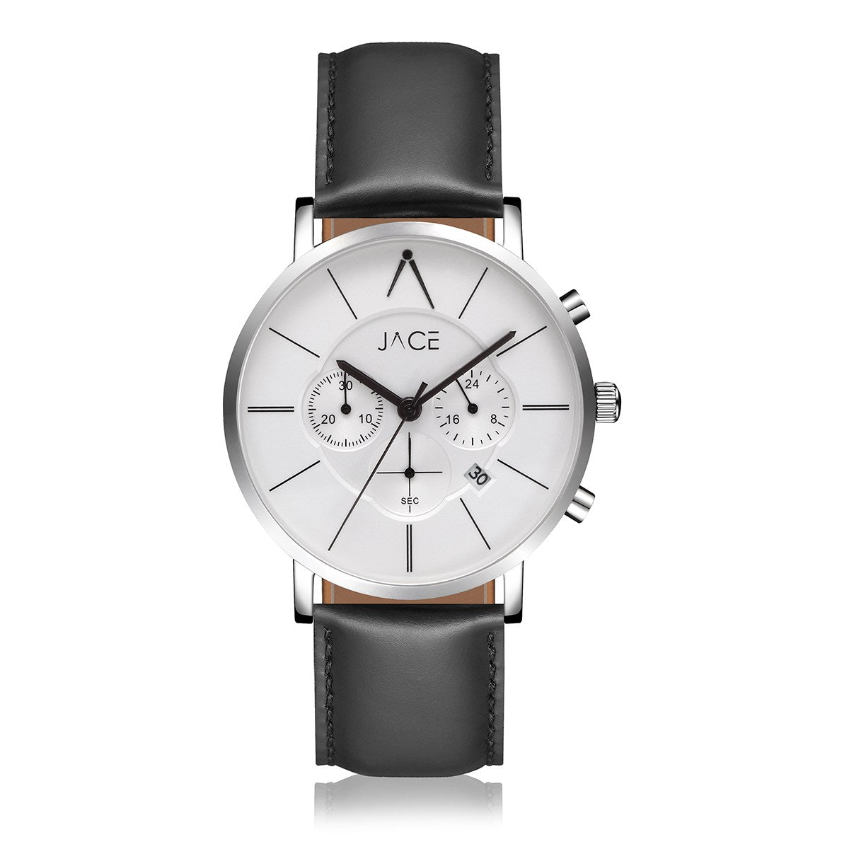 JACE - "BERGEN" MEN`S LEATHER BAND CHRONOGRAPH WATCH