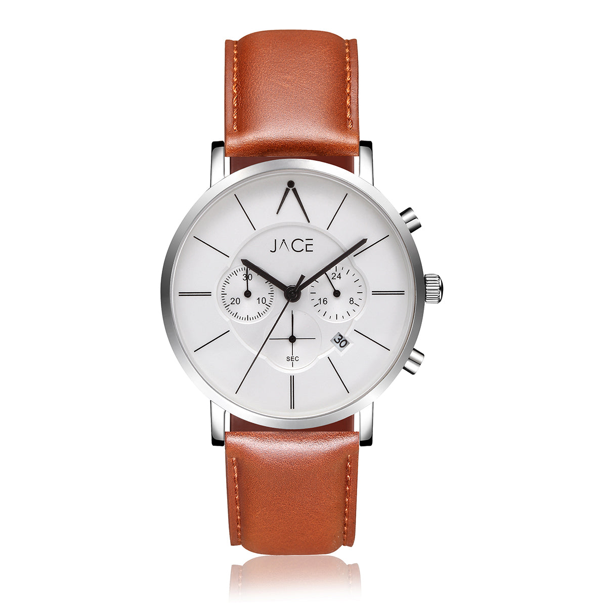 JACE - "MORESBY" MEN`S LEATHER BAND CHRONOGRAPH WATCH