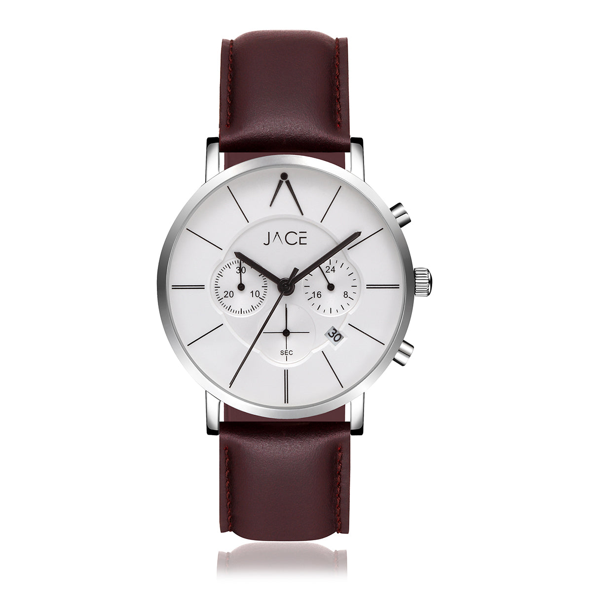 JACE - "WARSAW" MEN`S LEATHER BAND CHRONOGRAPH WATCH