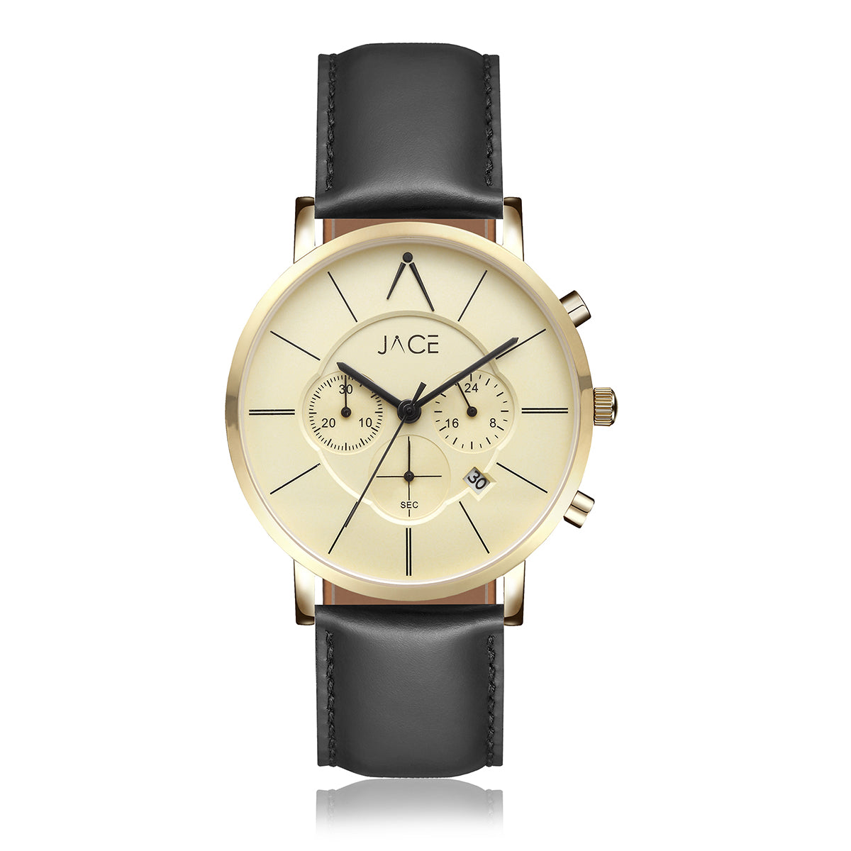 JACE - "SAVAii" MEN`S LEATHER BAND CHRONOGRAPH WATCH